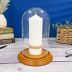 Plymor 4" x 7" Small Glass Display Dome Cloche (Oak Veneer Base) - Image 3