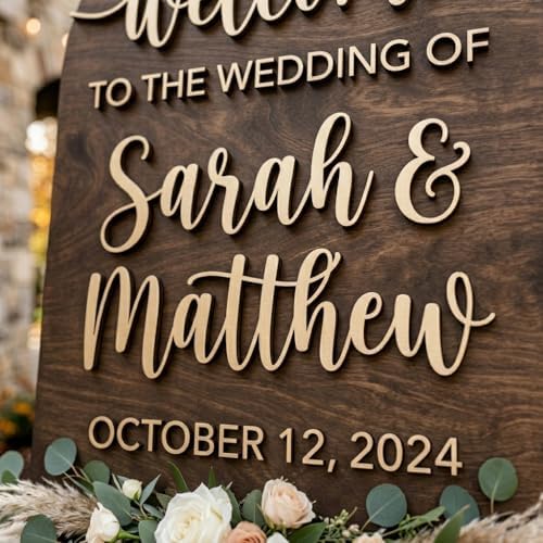 Personalized Modern Minimalist Arch Wedding Welcome Sign - Custom 3D Wood Vertical Arched Entrance Board for Boho, Garden or Contemporary Venue - Multiple Sizes - Image 2