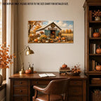 WAXWHELK Fall Canvas Wall Art Rustic Farmhouse Barn Painting Pictures with Pumpkins Mums and Gather Together Sign, Autumn Thanksgiving Home Decor Artwork for Living Room Bedroom, (12"x24") - Image 4