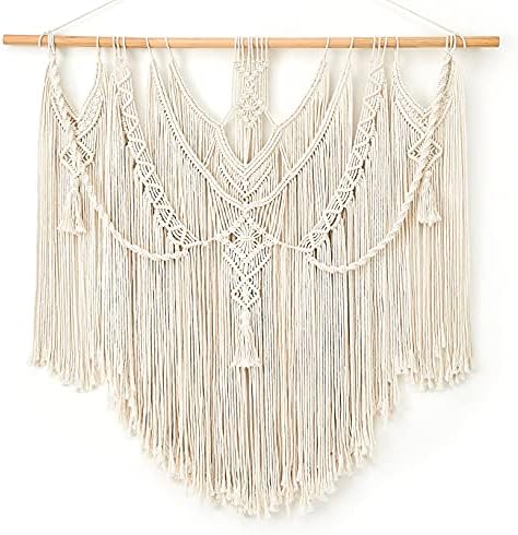 Mkono Macrame Wall Hanging Boho Home Decor Chic Woven Decoration for Bedroom Living Room Apartment Dorm Gallery Perfect Handmade Christmas Gift Ideas, 1 Pack, Large Size, 36"x35" by Mkono