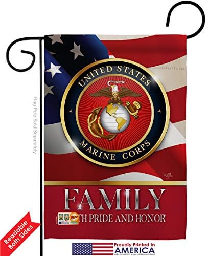 US Marine Family Honor Garden Flag 2pcs Pack American Flags for Outside House Armed Forces Corps USMC Semper Fi United State American Military Veteran Retire Official Banner Small Yard Gift 13 X 18.5 - Image 2