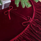 Ruffled Velvet Christmas Tree Skirt with Foam Padding, Nylon Backing and Lace-Up Tie Closure (Burgundy, 60-Inch) - Image 4