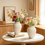 Ceramic Vase Set of 2 Embossed Rustic Farmhouse Home Decor - Image 7