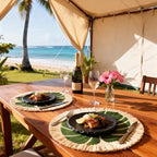 48Pcs Luau Placemats and Palm Placemat Raffia Grass Placemats Tropical Palm Leaf Place Mats for Dining Tables Family Gatherings Parties - Image 4
