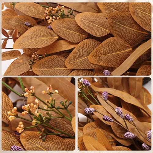 Waipfaru 26" Fall Wreath, Artificial Eucalyptus Wreath for Front Door - Image 2