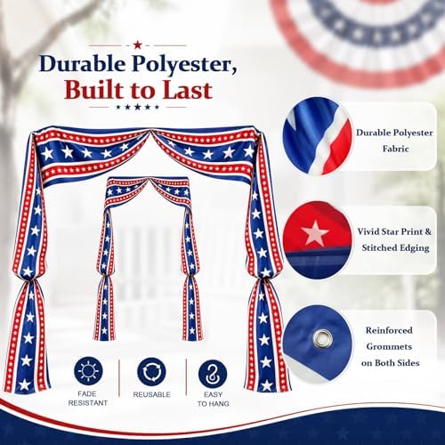 2 Packs 20Ft Light Up Patriotic Bunting Flag Decorations - Image 3