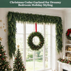 15FT Christmas Cedar Garland, Realistic Artificial Pine Greenery Garland with Flexible Wired Branches, Faux Holiday Garland for Mantle, Fireplace, Staircase, Table, Door, Indoor Outdoor Winter Decor - Image 4
