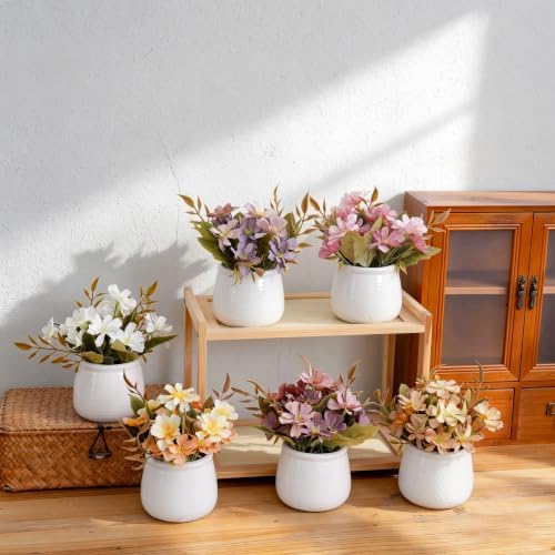 LUEUR 6PCS Artificial Fall Flowers with Ceramic Vase - Image 6