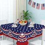 Square 4th of July Tablecloth 60x60 Inch, Patriotic Red White and Blue Table Cloth, Polyester Waterproof Wrinkle Resistant Independence Day Table Cover for Memorial Day Decorations Decor - Image 2
