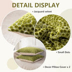 FIFU 22x22 Inch Throw Pillow Covers Set of 2, Jacquard Velvet, Olive Green - Image 5