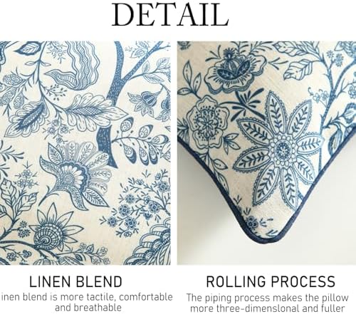 ISAENNE Designer Linen Square Throw Pillow Cover,Set of 2,18"x18"-Ruyi B - Image 4