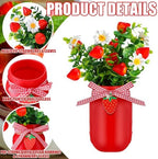 Lyrow 6 Pack Strawberry Mason Jar Table Centerpiece Faux Strawberry Christmas Mason Jar Winter Centerpiece for Table Farmhouse Decoration for Xmas Home Tiered Kitchen Tray Decoration - Image 3