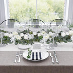 DearHouse 2Pcs Artificial Peony Flower Garland and - Silk Peony Garland with Flowers and Eucalyptus for Wedding Party Table Decoration,6ft/Strand (White) - Image 2