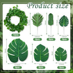 XunYee 60 Pcs Total 82.5 ft Jungle Theme Party Decoration, Tropical and Monstera Palm Leaves, 2026 Artificial Ivy Rattan Vines, Fake Greenery Faux Leaves for Baby Shower Safari Party Decoration Set - Image 2