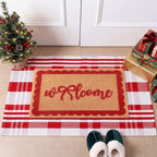 2pcs Christmas Welcome Mat for Front Door Layered Buffalo Plaid Outdoor Rug - Image 6