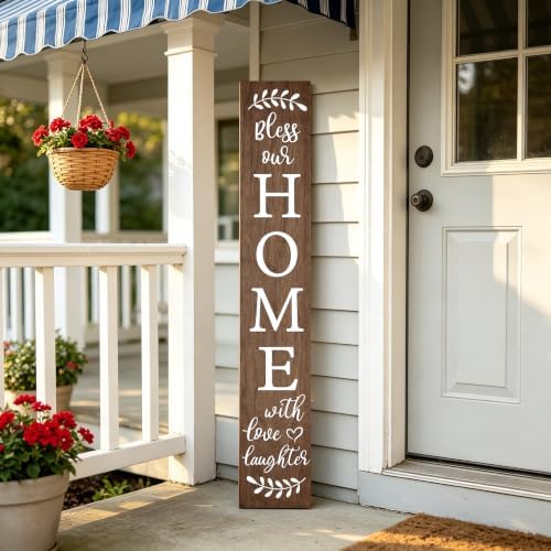 Welcome Sign for Front Door Porch, Bless Our Home Signs 47" - Image 6