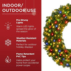 Best Choice Products 24in Large Artificial Pre-Lit Fir Christmas Wreath Holiday Accent Decoration w/ 50 Multicolor Lights, 100 PVC Tips - Image 5