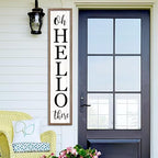 Surfapans Oh Hello There Welcome Sign For Front Porch Standing 45"X9" Tall Wood Frame Outdoor Vertical Decor for Farmhouse Rustic Large Modern Home Outside Front Door Wall Decorations (Wood White) - Image 6