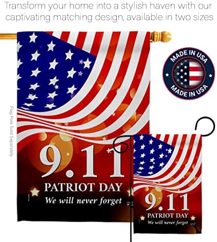Remember 911 Flag Wood Dowel Set 25th Anniversary Patriot Day Wall Decor 2001-2026 Memorial Gifts Commemorative Memorabilia Home Poster Yard Decorations Garden Remembrance Tribute Tapestry - Image 4