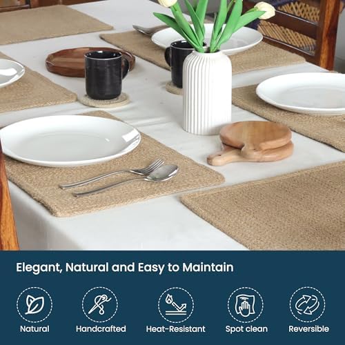 Natural Jute Placemats Burlap Woven Place mats Set of 6, 18x12 - Image 2