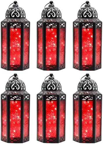 Vela Lanterns Decorative Indoor Red Fairy Light Candle Holder, M, 6-Pack by VelaCandleLanterns