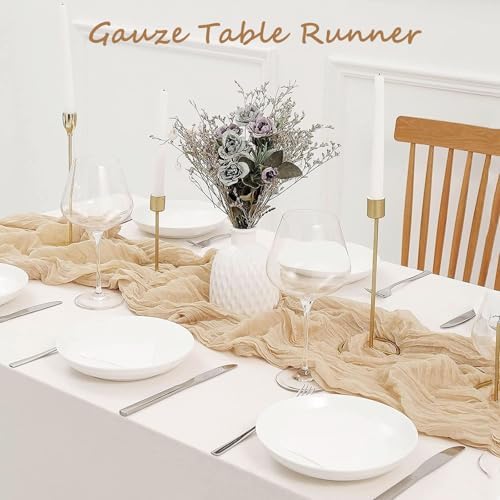 12 Pack Beige Cheesecloth Table Runner, 35x120 Inch Summer Gauze Cheese Cloth Table Runners 10 FT Beige Table Runner for Wedding Baby Shower Birthday Party Table Decors - Image 3