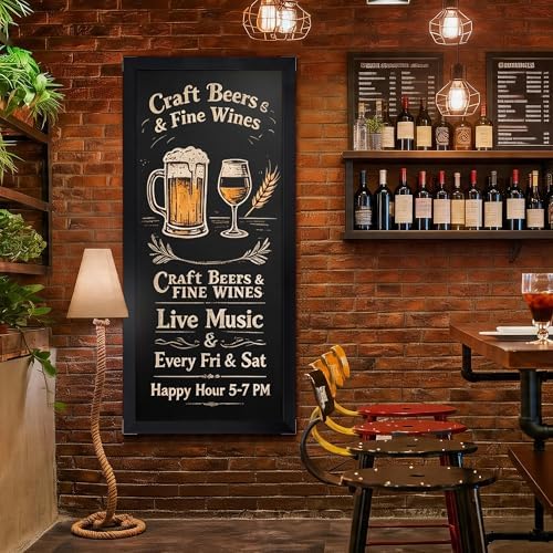 SELEAD Magnetic Chalkboard Words Sign - 55" x 25", Black Solid Wood Frame - Image 3