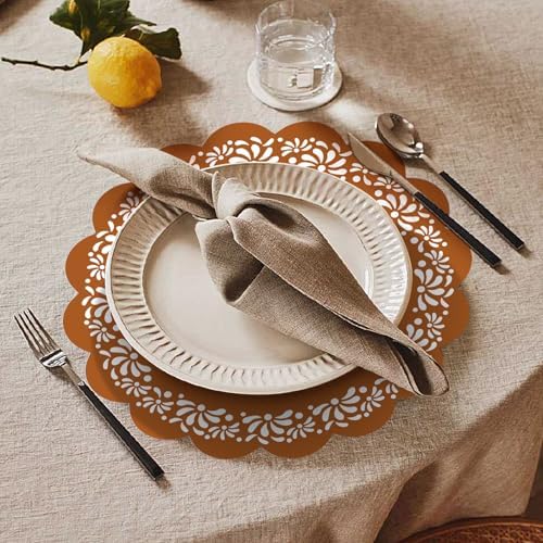 100 Pcs Platos De Barro Mexicanos Paper Placemats 13.5 Inches Cielito Lindo Party Decoration Disposable Scalloped Cinco De Mayo Paper Placemats for Fiesta Mexican Baby Shower Decor - Image 4