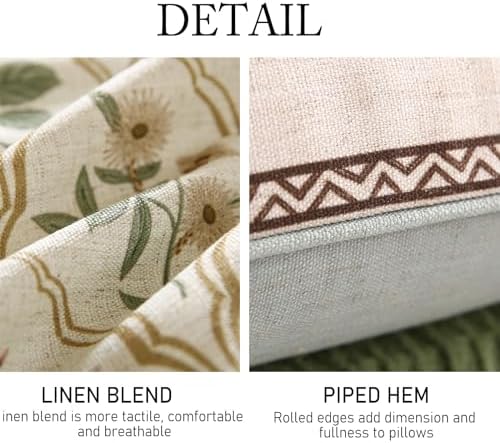 ISAENNE Vintage Linen Throw Pillow Cover,Set of 2,18"x18"-Serenity A - Image 4