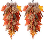 Shihanee 2 Pack 22 in Fall Teardrop Swags Autumn Sorghum Front Door Decor by Shihanee