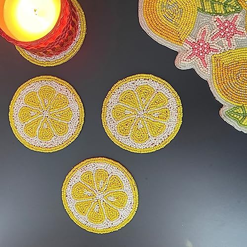Enliven Handmade Lemon & Leaves Beaded Table Runner, 13x36 Inches Lightweight Decorative Table Runner, Perfect For Dining/Wedding/Party/Everyday Use & Easy To Clean, Elegant Beaded Runner (Multicolor) - Image 5