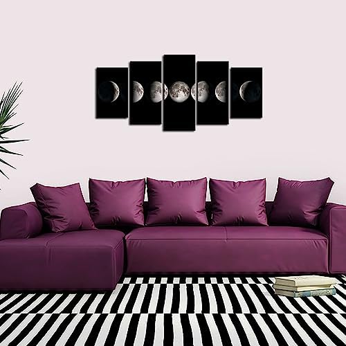 sechars Moon Phases Canvas Wall Art Decor Black and White Lunar Moon Pictures Paintings for Home Office Decorations Framed Ready to Hang - Image 4