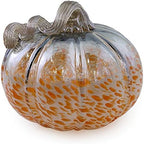 Boston International Decorative Tabletop Glass Pumpkin, Short, Grey & Orange by BostonInternational