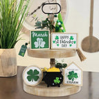 Joyseller St. Patrick's Day Decorations | 6PCS St. Patrick's Day Tiered Tray Decor | Luck Shamrock Wooden Signs Irish Decor | Happy Saint Patrick’s Centerpiece for Home Table Shelf Party - Image 4