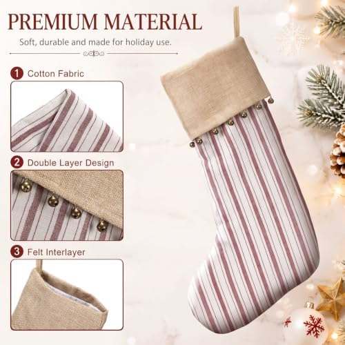 Skylety 4 Pack Christmas Stockings 20 Inch Red Stripe Christmas Stockings - Image 3
