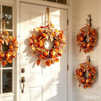 6 Pcs Small Fall Hanging Wreaths with Artificial Autumn Eucalyptus Leaves Mini Pumpkins Berry Clusters Burlap Ribbon Mini Cabinet Wreath for Home Kitchen Farmhouse Thanksgiving Harvest Party Decor - Image 5