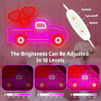 Valentines Day Neon Sign Valentines Truck Led Sign Dimmable Neon Heart Light Red Truck Valentine Window Lights Gift for Girlfriend Couples Anniversary Decor - Image 3