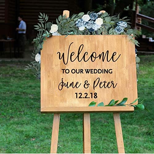 Emivery Artificial Dusty Blue Rose Garland Greenery Eucalyptus Willow Garland with Flowers Sweetheart Table Centerpieces Party Wedding Ceremony Backdrop Arch Floral Arrangement 6FT - Image 4