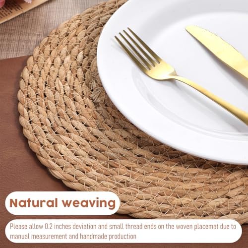 Round Woven Placemats Set of 20, 12" Brown Round Rattan Placemats Natural Water Hyacinth Place mats Farmhouse Boho Braided Placemat for Dining Table, Home, Wedding, Heat Resistant/Anti-Slip - Image 6