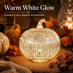 Silver Mercury Glass Pumpkin Light with 2 Lighting Modes and 6-Hour Timer, 5.5 x 6 Inch Battery Operated Fall Decor for Thanksgiving and Christmas Table Centerpiece - Image 2