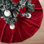 Halloscume 48" Christmas Tree Skirt Velvet Plush,Burgundy Red,Diamonds - Image 6