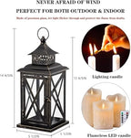 Lantern Decorative Indoor & Outdoor, Large Hanging Candle Lanterns Home Decor, Vintage Metal Candle Holders for Front Porch Patio Wedding Party, Halloween Christmas Decorations (Black) - Image 2