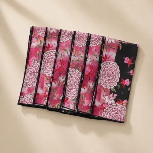 100% Cotton Printed Cloth Napkins Set of 6, 18x18 Inch Reusable Dinner Napkins, Soft Washable Floral Table Napkins for Dining, Parties & Hosting - Pink Circle - Image 4