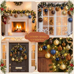 Lunmon 64 Pcs Christmas Ball Ornaments Navy Blue Gold Copper Brown Xmas Bulbs Ornaments 1.6/1.97/2.4 Inch Plastic Hanging Decoration Assorted Size Christmas Decorations for Home Tree Wreath Party - Image 6