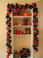 Party Joy 6PCS Premium Artificial Fall Garland - 5.6Ft Autumn Maple Leaf Vines for Thanksgiving & Halloween Decor, Door Hanging, Table Centerpiece, Fireplace Mantel - Image 6