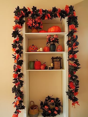 Party Joy 6PCS Premium Artificial Fall Garland - 5.6Ft Autumn Maple Leaf Vines for Thanksgiving & Halloween Decor, Door Hanging, Table Centerpiece, Fireplace Mantel - Image 6