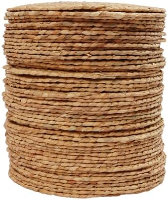 50 PCS Round Woven Placemats, 12 Inch Natural Water Hyacinth Table Mats - Image 5