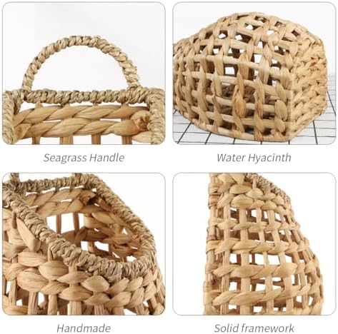 Wicker Woven Wall Hanging Flower Basket, Water Hyacinth Storage Basket - Image 5