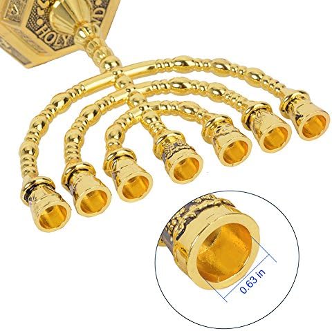 BRTAGG 12 Tribes of Israel Menorah, Jerusalem Temple 7 Branch Jewish Candle Holder (8 Inches, Gold) - Image 6