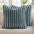 decorUhome Fall Faux Fur Throw Pillow Covers 24x24 Set of 2 Blue Grey by decorUhome